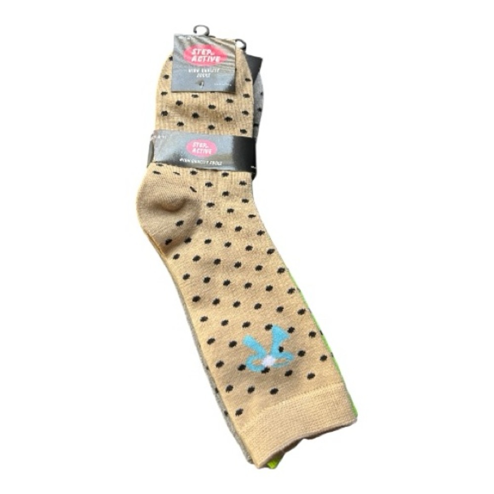 Step By Active Tan Polka Dot Women’s Size 9-11 Socks